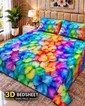 13 -  3D King Size Bedsheet with 2 Pillow Covers - Cotton Sattan
