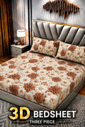 11 -  3D King Size Bedsheet with 2 Pillow Covers - Cotton Sattan