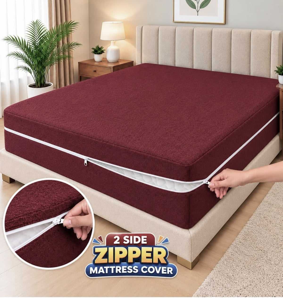 02- Zipper Double Bed waterproof mattress cover