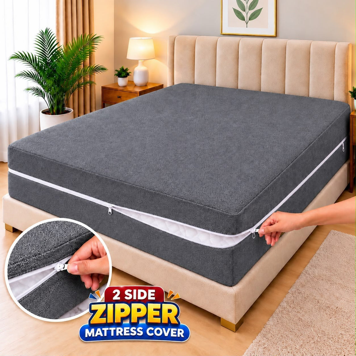 01- Zipper Double Bed waterproof mattress cover