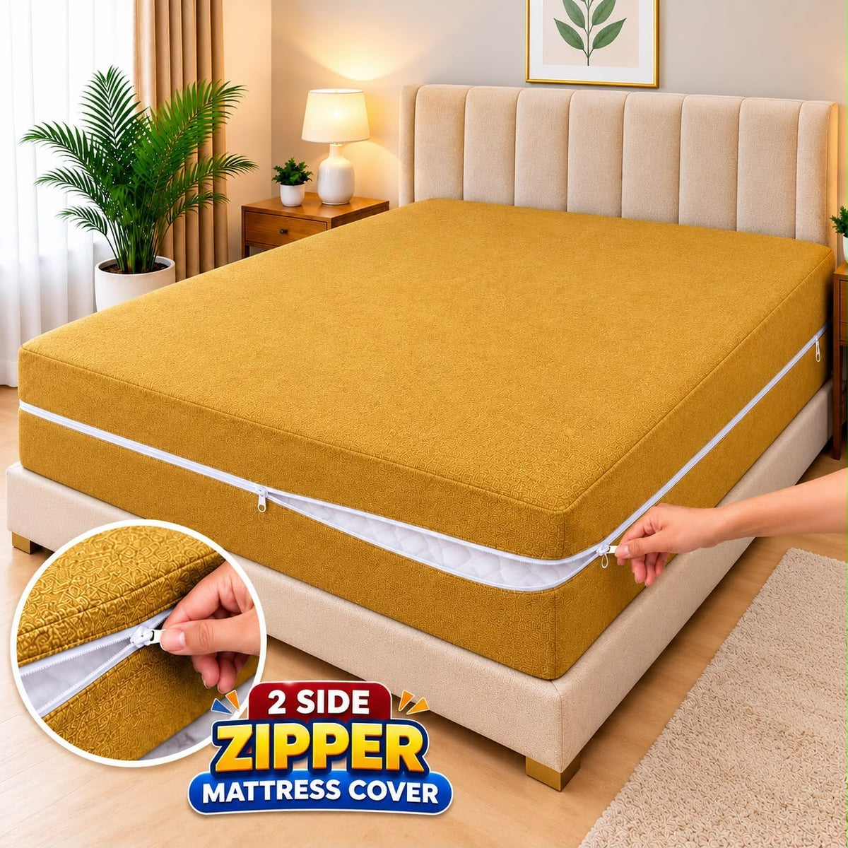 05-Zipper Double Bed waterproof mattress cover