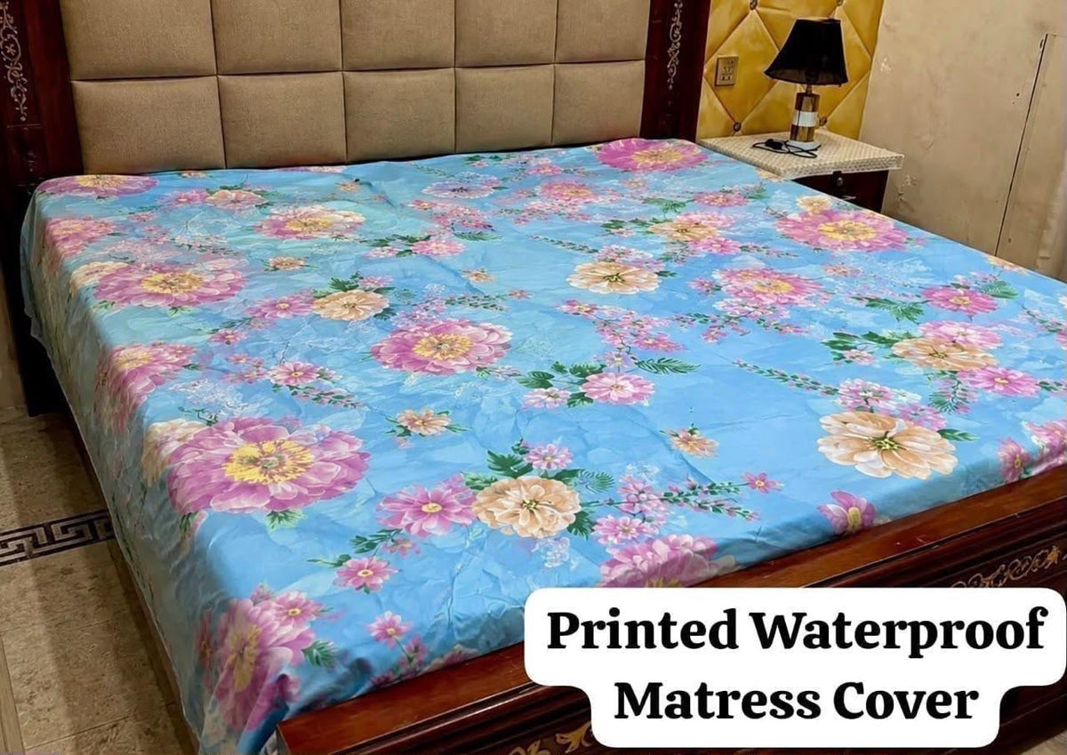 23 - Printed Fancy Double Bed Mattress Cover