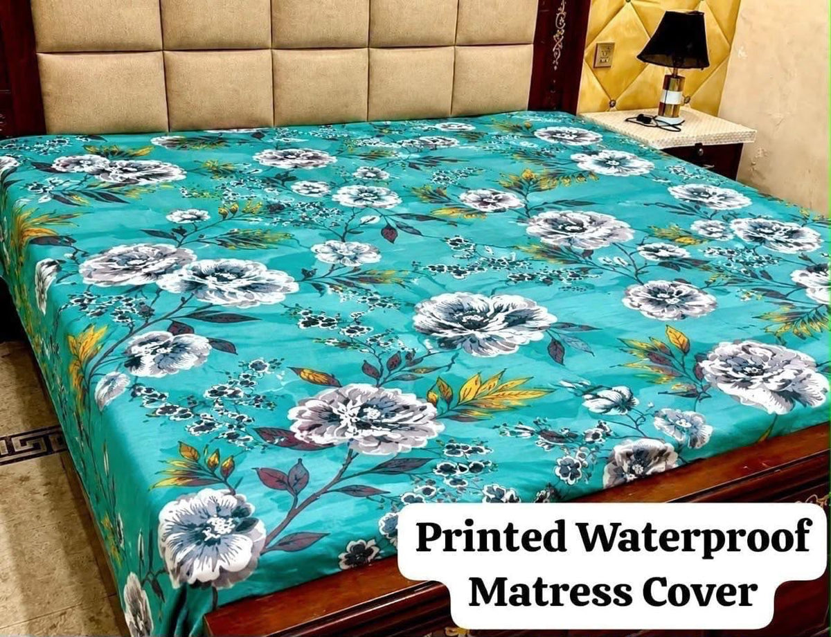 21 - Printed Fancy Double Bed Mattress Cover