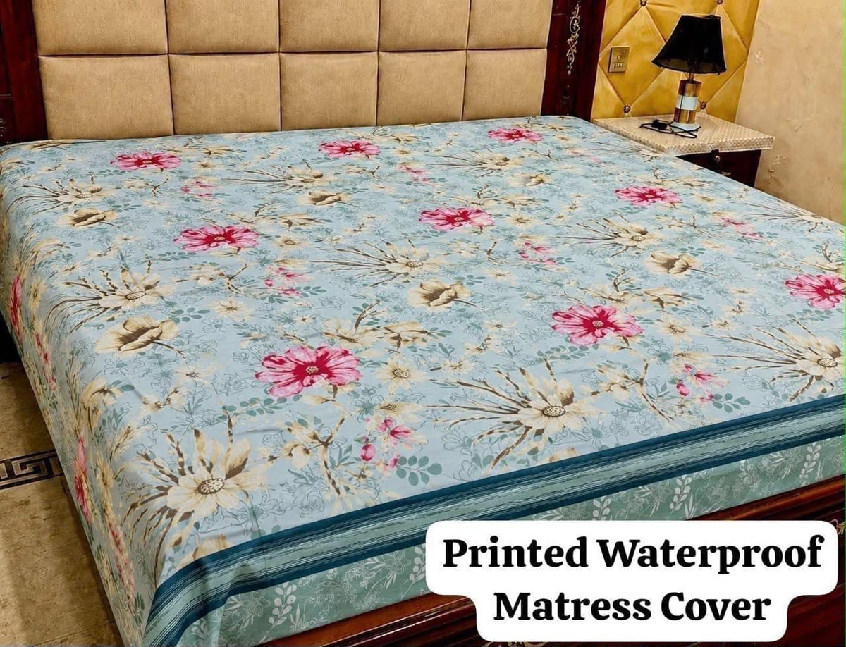 22 - Printed Fancy Double Bed Mattress Cover