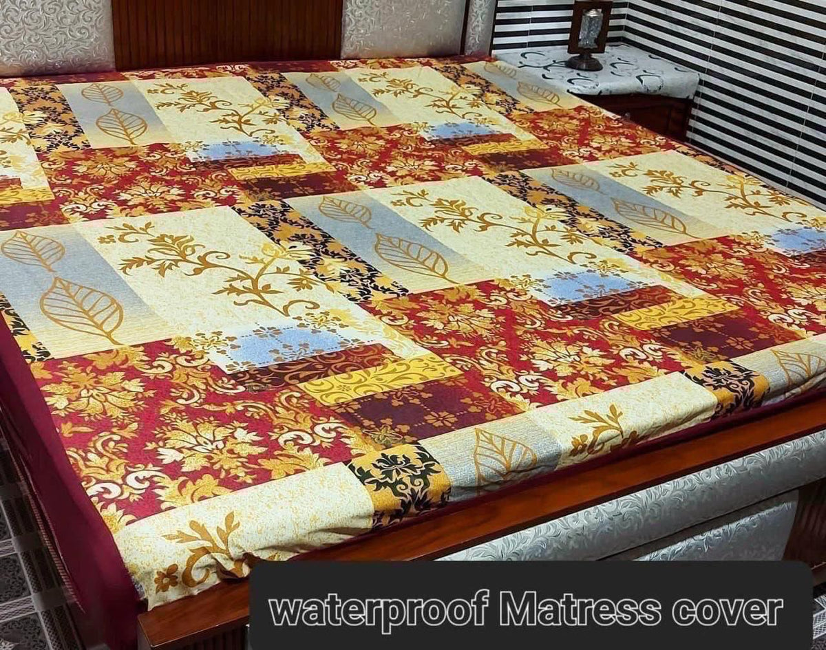 29 - Printed Fancy Double Bed Mattress Cover