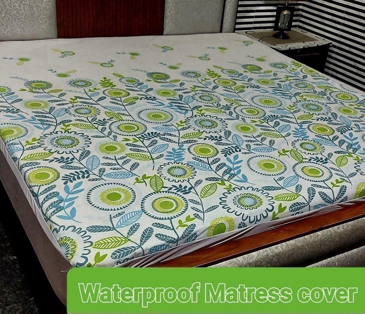 34 - Printed Fancy Double Bed Mattress Cover